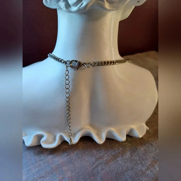 A Silver Boho Fringe Coin Charm Pendant Bib Choker Necklace - Picture 3 of 7